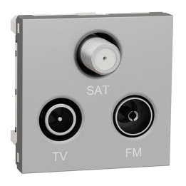 Prise FM/TV/SAT Unica - 2 modules - Alu