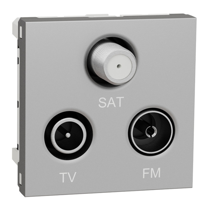 Prise FM/TV/SAT Unica - 2 modules - Alu
