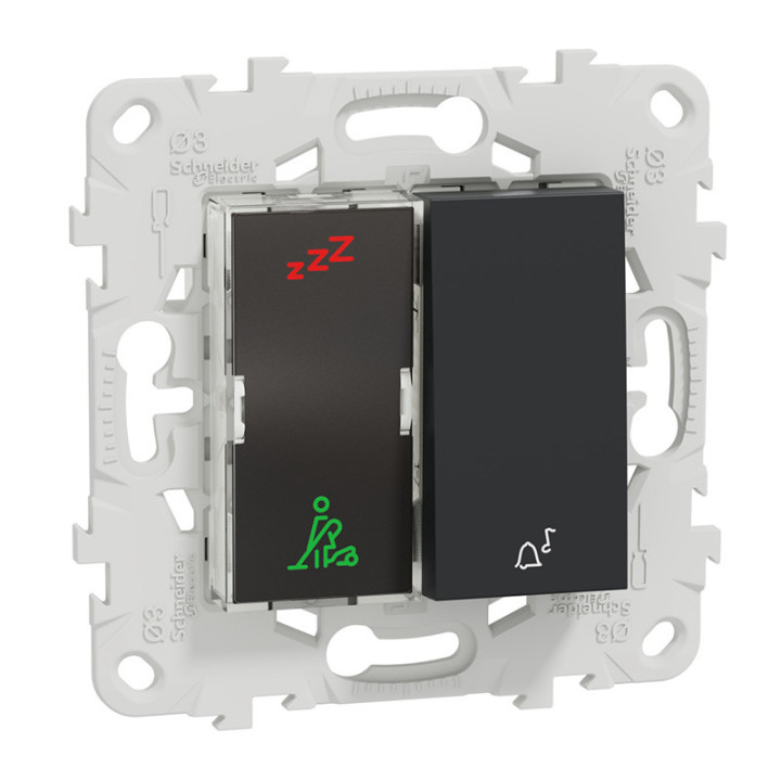 Indicateur pour chambre d'hôtel Unica - Sonnette - 2 voyants - 2 modules - Anthracite