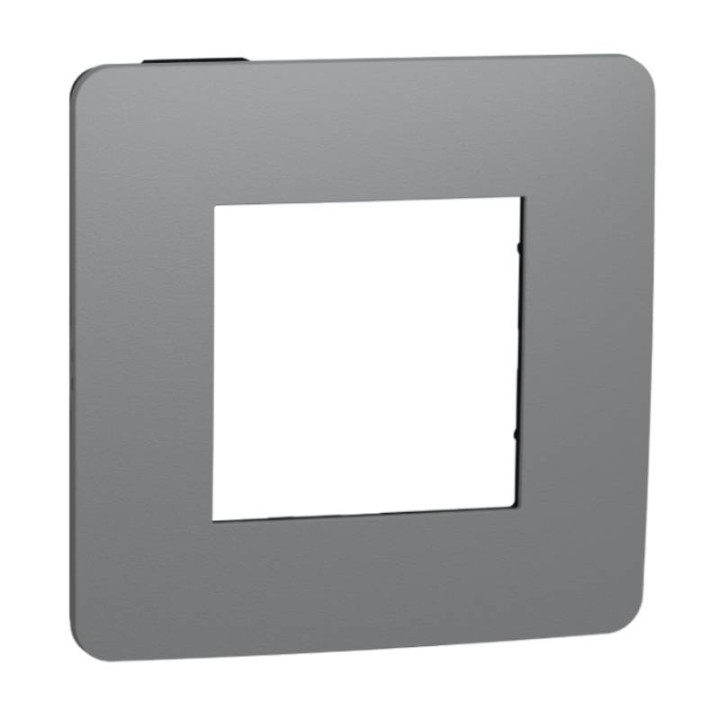 Plaque Unica Studio Color - Gris foncé avec liseré anthracite - 2 modules - 1 poste
