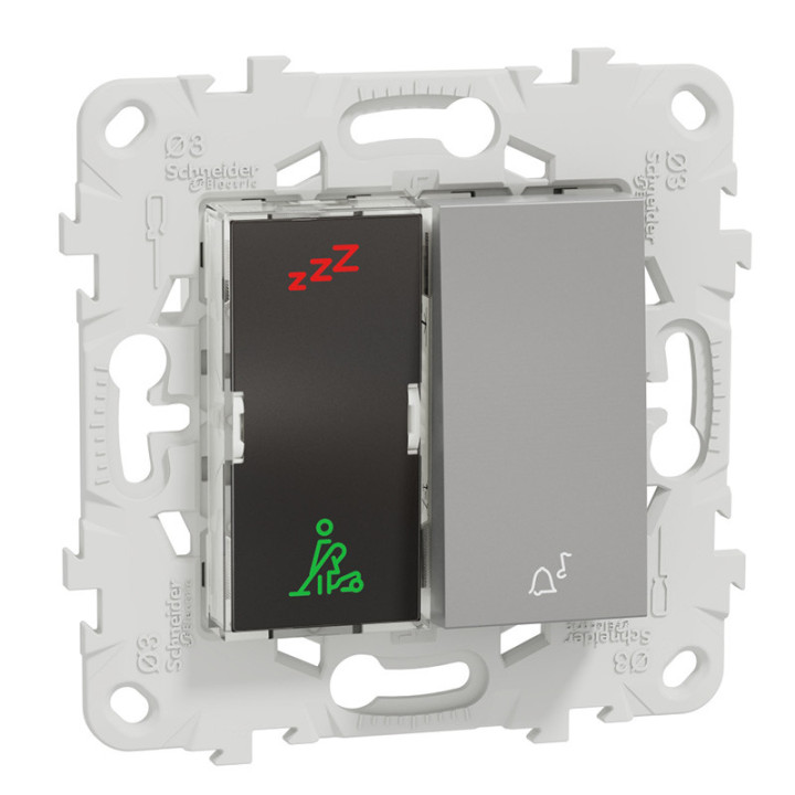 Indicateur pour chambre d'hôtel Unica - Sonnette - 2 voyants - 2 modules - Alu