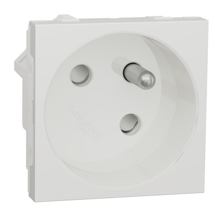 Prise de courant 2P+T Unica - 45° - 16A - Blanc antimicrobien