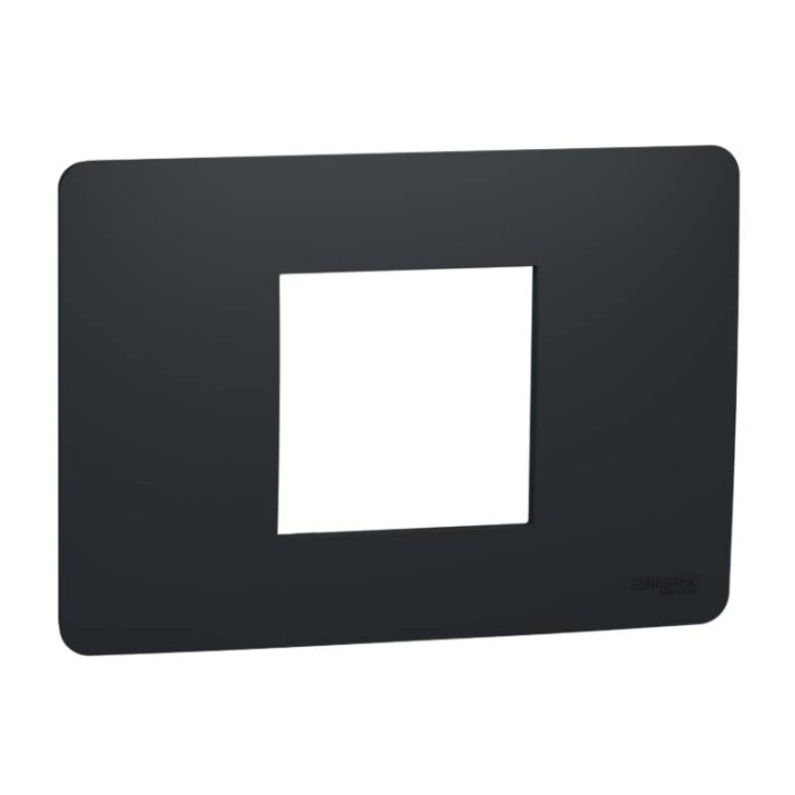 Plaque Unica Studio - Anthracite - 2 modules - 1 poste horizontal