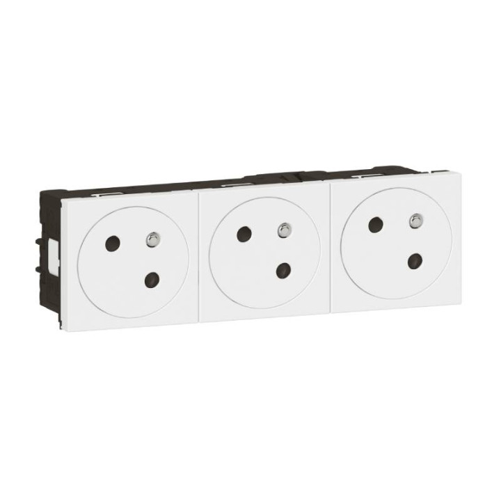 Triple prise 2P+T Mosaic Link surface - 45° - Blanc