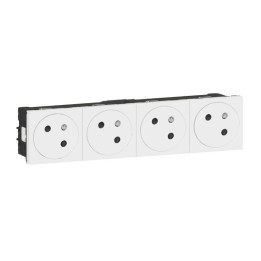 Quadruple prise 2P+T Mosaic Link surface - 45° - Blanc