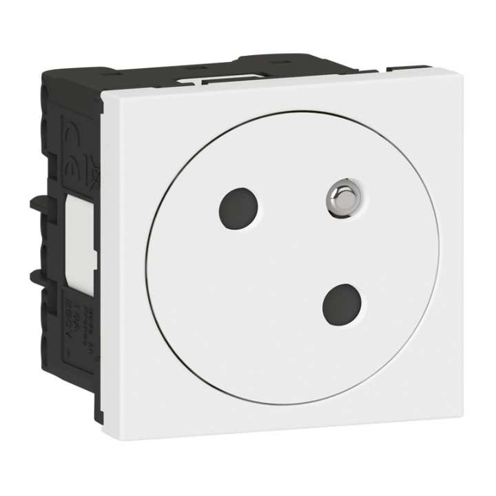 Prise 2P+T Mosaic Link surface - 45° - Blanc antimicrobien