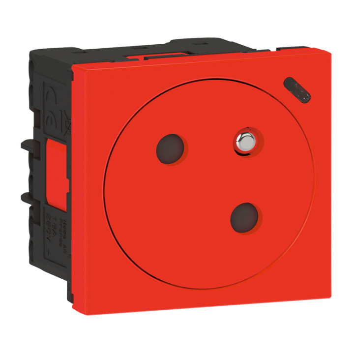 Prise 2P+T Surface Mosaic - 45° - Avec voyant Link - Rouge