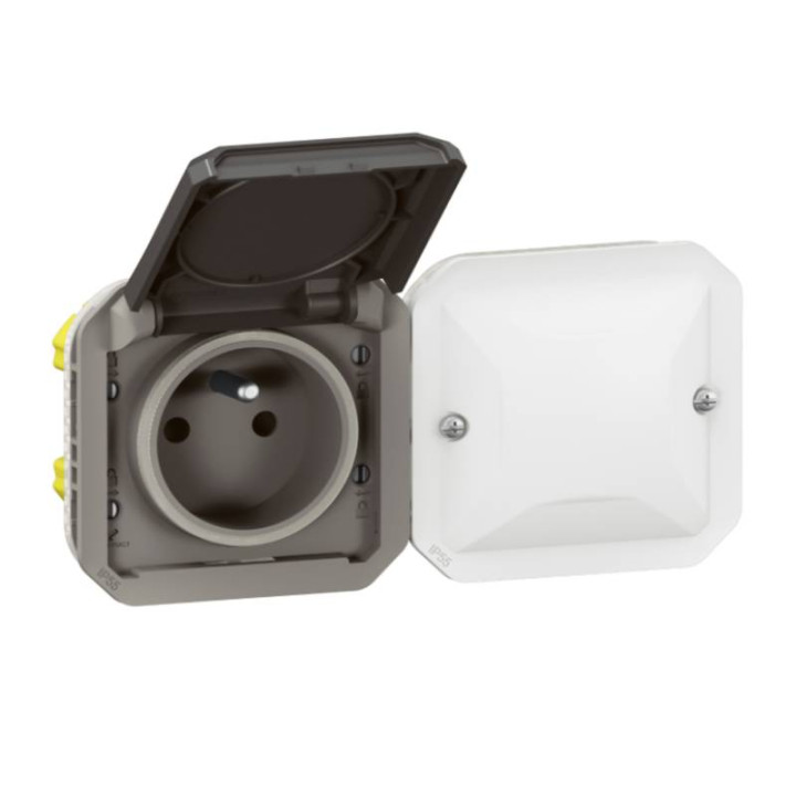 Prise de courant 2P+T connectée Plexo with Netatmo Legrand - 16A - 3680W - IP55 - Anthracite - A équiper
