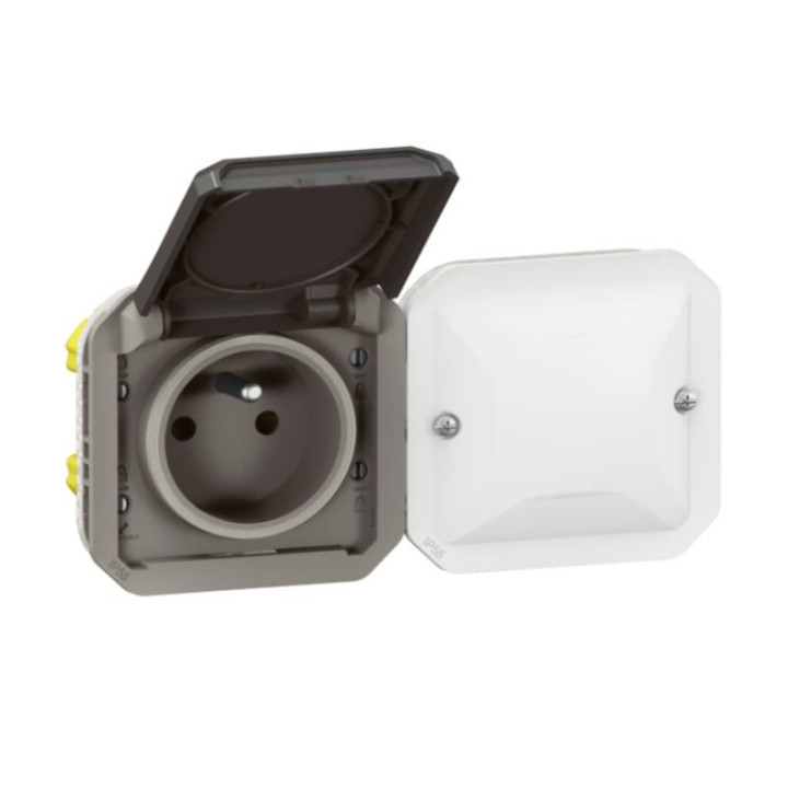 Prise de courant 2P+T connectée Plexo with Netatmo Legrand - 16A - 3680W - IP55 - Anthracite - A équiper