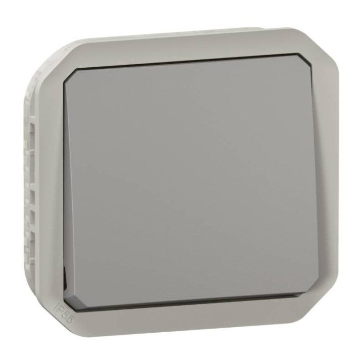 Va-et-vient étanche Plexo Legrand - 10AX - Avec enjoliveur - Gris