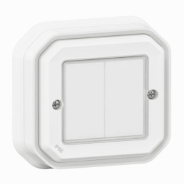 Commande double ON OFF Self-e Plexo with Netatmo Legrand - Sans fil et sans pile - IP55 - Blanc - Complet