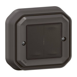 Commande double ON OFF Self-e Plexo with Netatmo Legrand - Sans fil et sans pile - IP55 - Anthracite - Complet