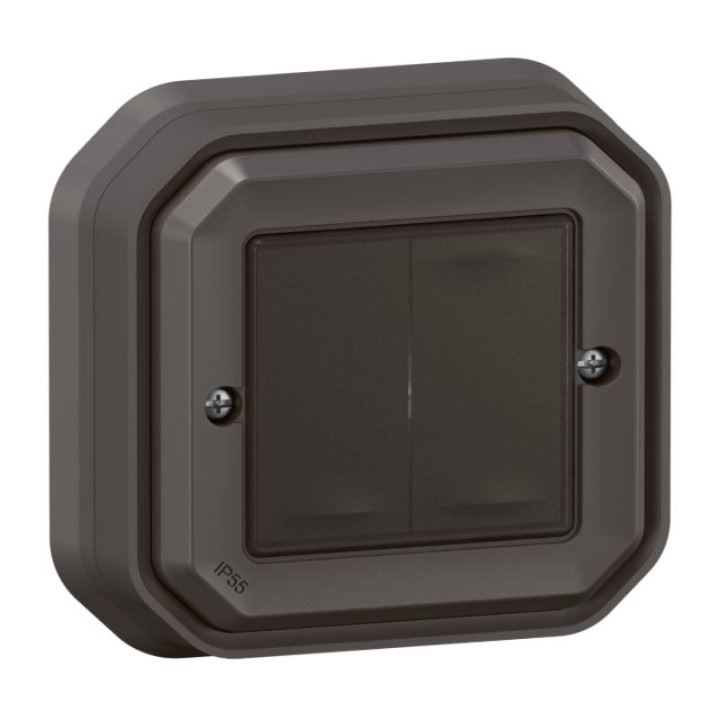 Commande double ON OFF Self-e Plexo with Netatmo Legrand - Sans fil et sans pile - IP55 - Anthracite - Complet