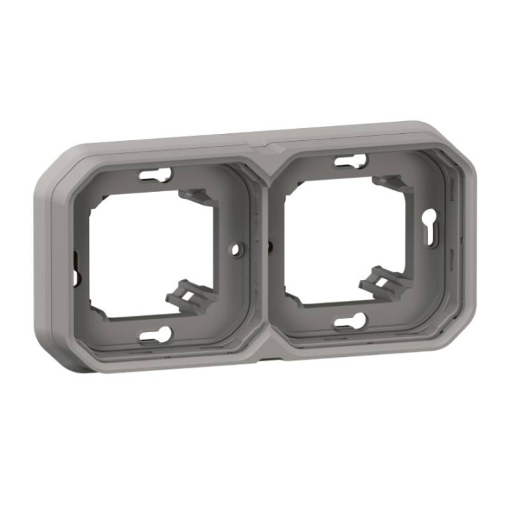 Support de plaque étanche Plexo Legrand - Pour montage encastré - 2 postes - Gris