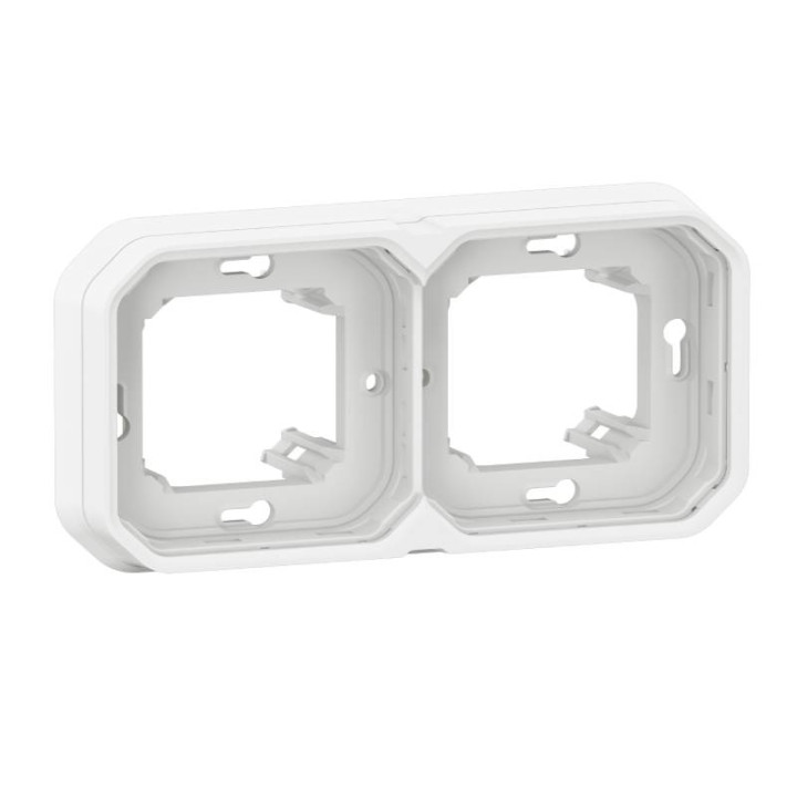 Support de plaque Plexo Legrand - IP55 - 2 postes horizontaux - Blanc