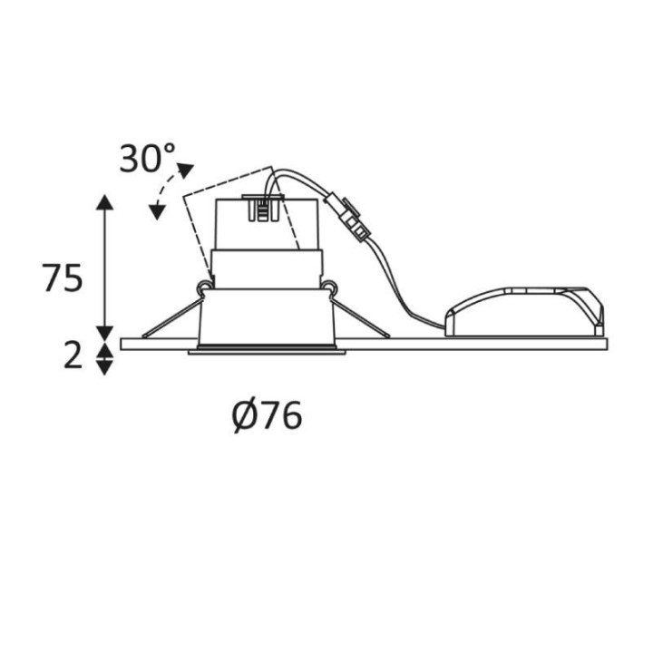 Dimensions du spot encastré Indigo DO501WW49