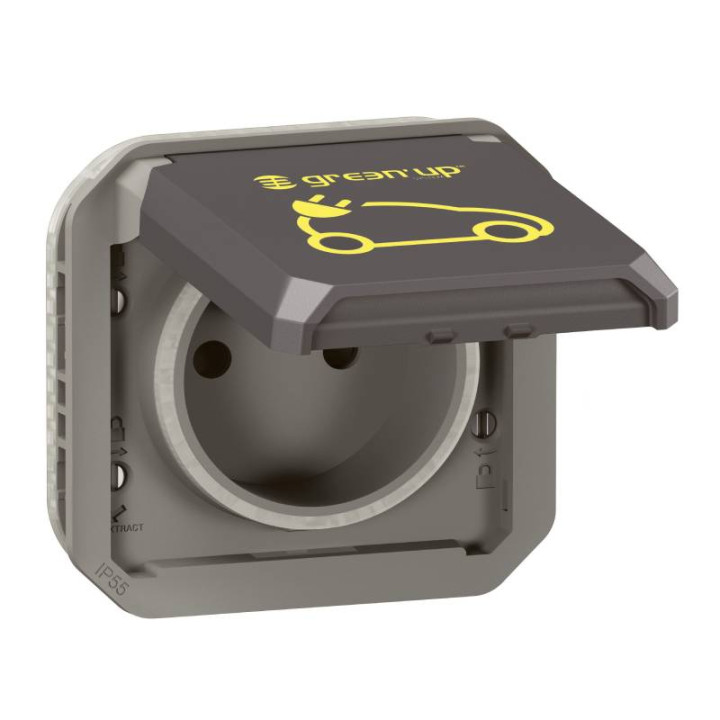 Prise renforcée pour recharge véhicule électrique Green'up Legrand - Plexo - 16A - 230V - A composer - Anthracite