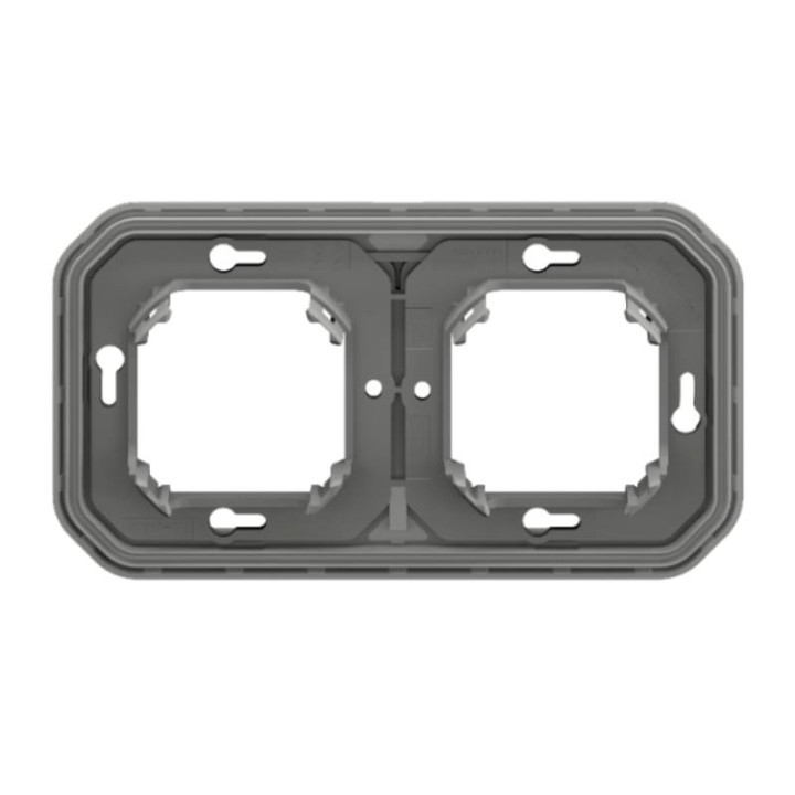 Support de plaque étanche Plexo Legrand - Pour montage encastré - 2 postes - Gris