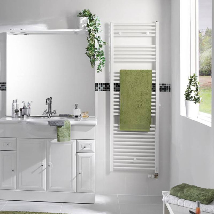 Radiateur sèche-serviettes Atlantic 2012 - 609W - Blanc - Eau chaude - Raccord central