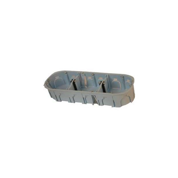 Boîte d'encastrement - cloison sèche - vis - 3 postes - horizontal/vertical - profondeur 40mm
