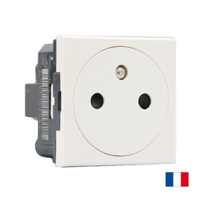 Prise 2P+T Mosaic surface - Eclips de protection - Blanc