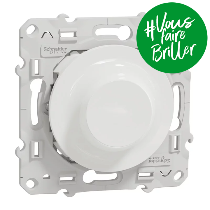 Variateur rotatif LED Odace Wiser Schneider - 2 fils - Zigbee - Blanc