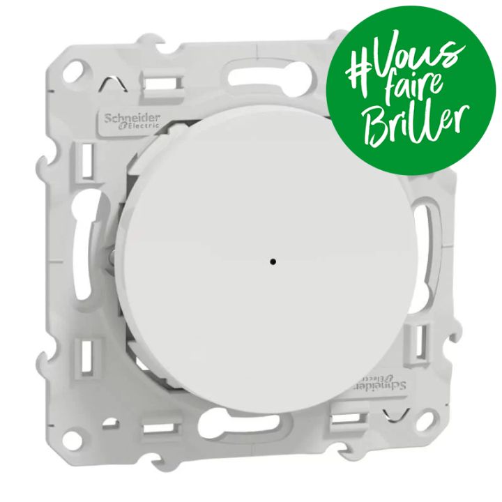 Variateur universel Odace Wiser Schneider - Poussoir - 2 fils - Zigbee - Blanc