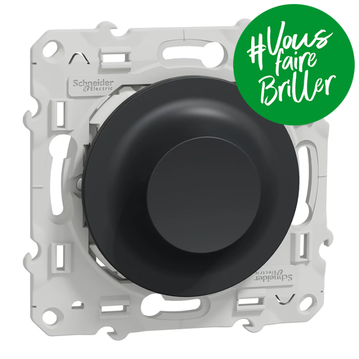 Variateur rotatif LED Odace Wiser Schneider - 2 fils - Zigbee - Anthracite