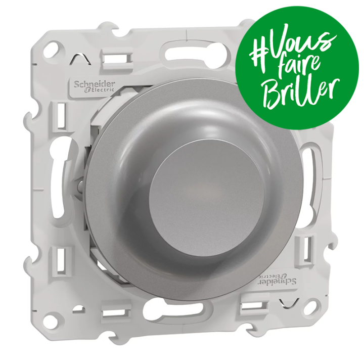 Variateur rotatif LED Odace Wiser Schneider - 2 fils - Zigbee - Alu
