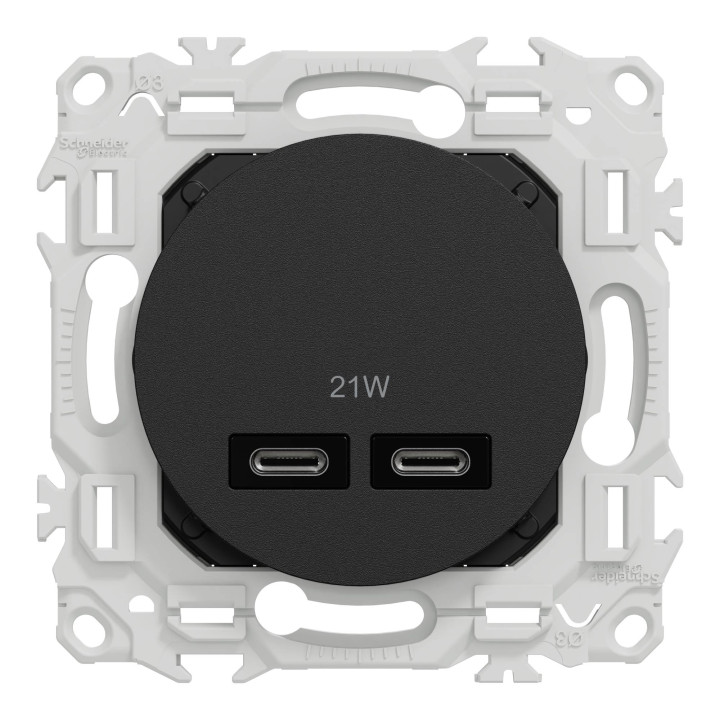 Double chargeur USB-C Odace Schneider Electric - Noir