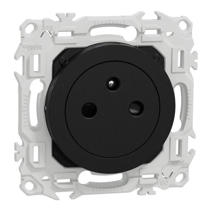 Prise de courant 2P+T affleurante Odace Schneider Electric - 16A - Noir