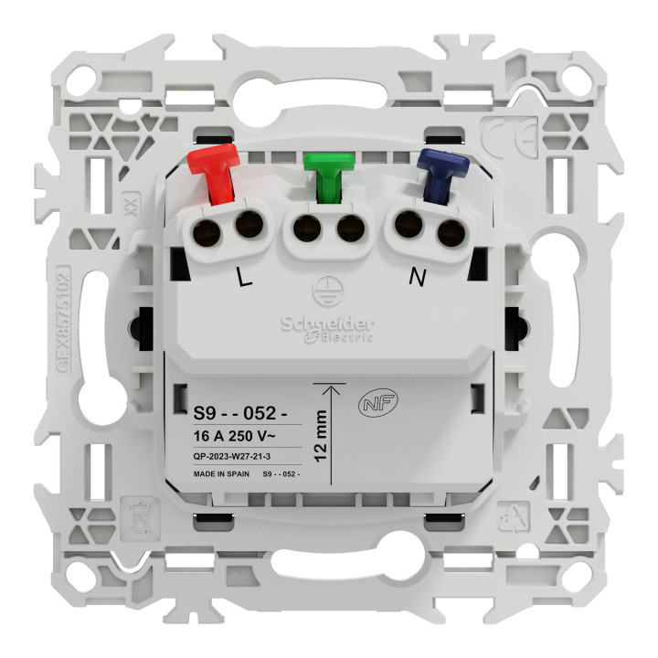 Prise de courant 2P+T affleurante Odace Schneider Electric - 16A - Noir