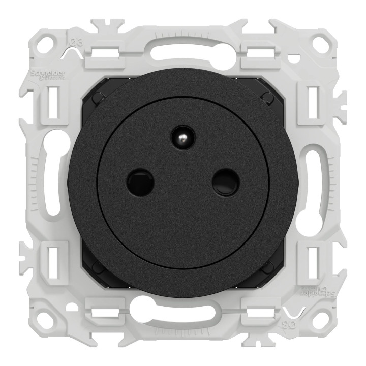 Prise de courant 2P+T affleurante Odace Schneider Electric - 16A - Noir