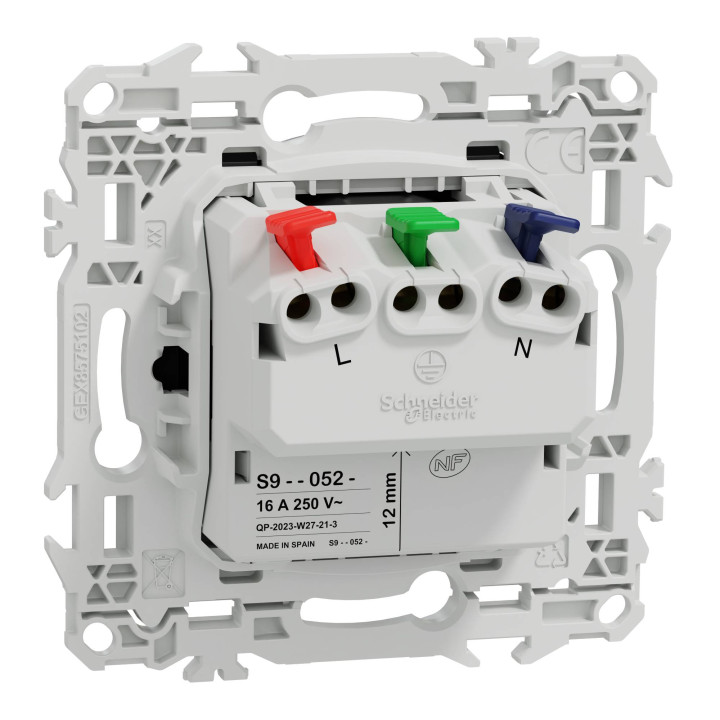 Prise de courant 2P+T affleurante Odace Schneider Electric - 16A - Noir