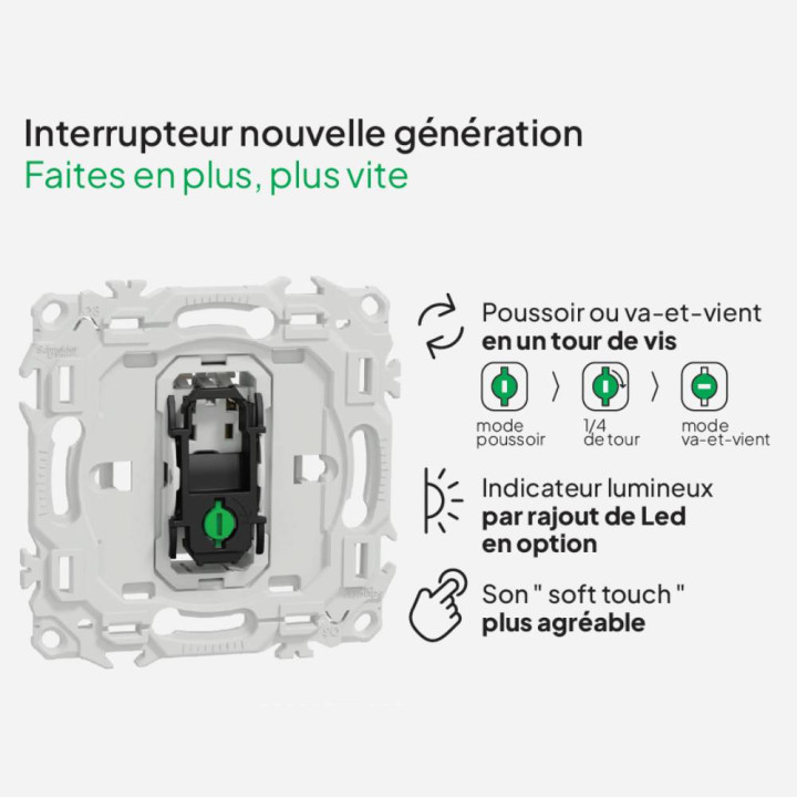 Double Va-et-Vient Odace Schneider Electric - Noir