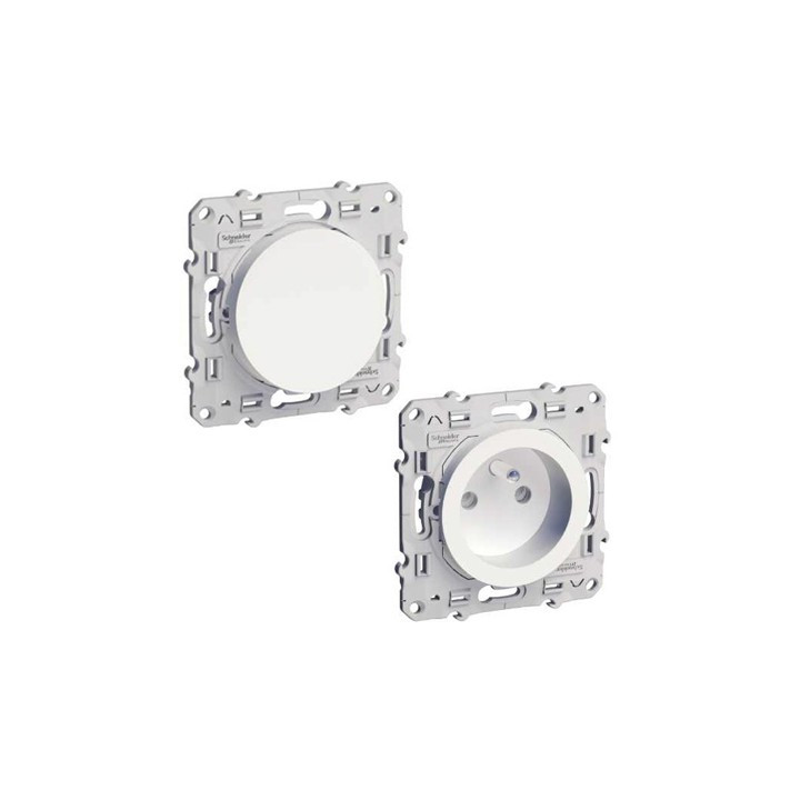 Lot de 5 va-et-vient 10A et 15 prises 16A 2P+T Odace - Blanc