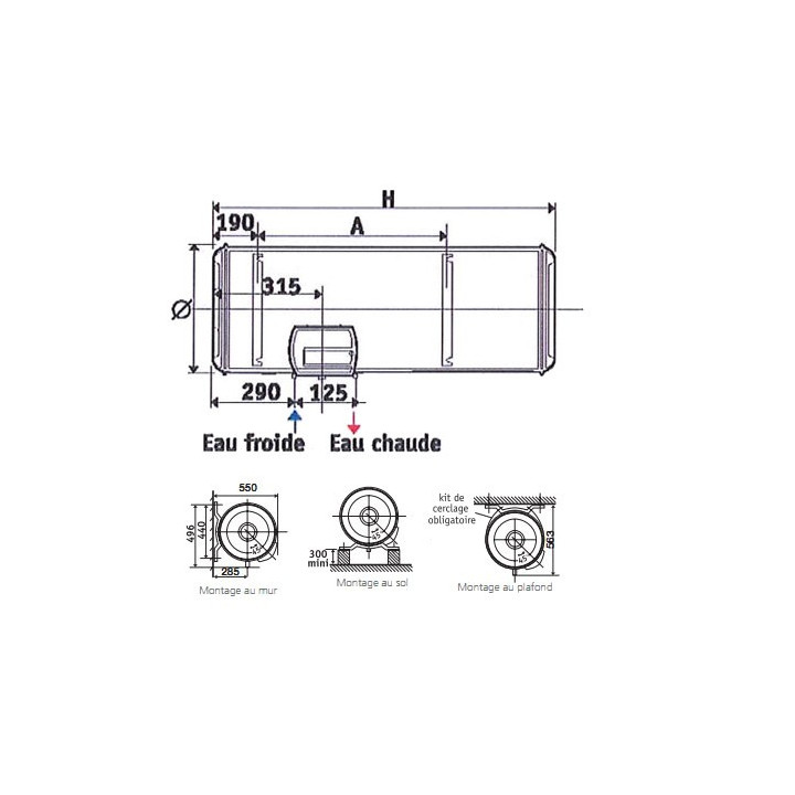 Chauffe-eau électrique ACI hybride Zénéo - Horizontal mural - 150L