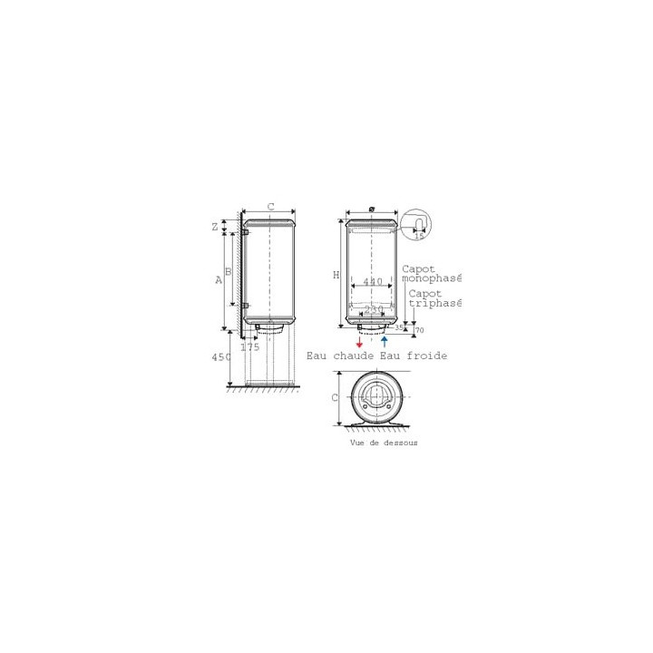 Chauffe-eau électrique ACI hybride Zénéo - Vertical mural - 150L