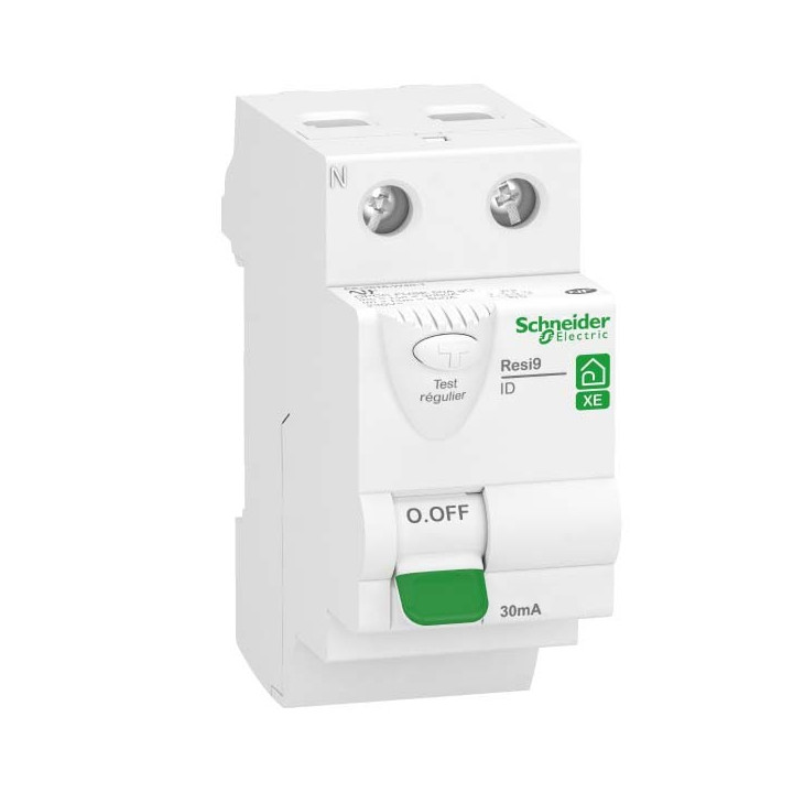 Interrupteur différentiel 63A XE Resi9 - Type A - Bipolaire - 30mA - 230V CA - Embrochable