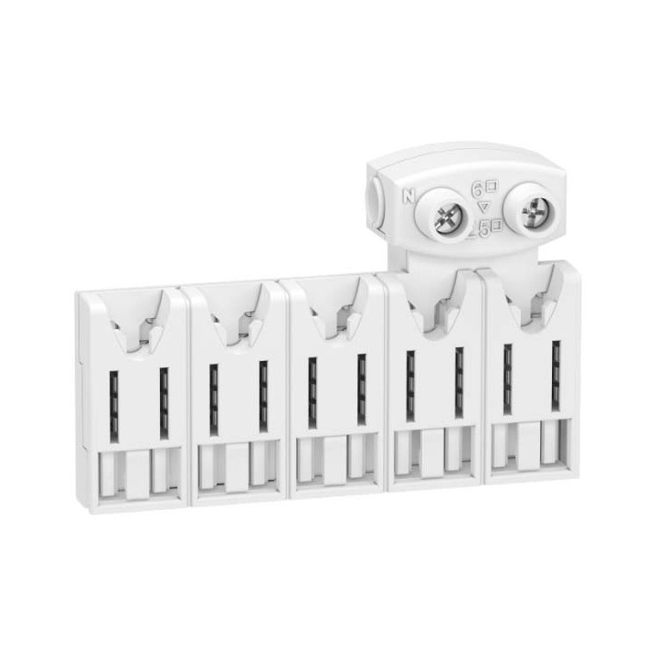 Répartiteur XE Resi9 - 63A - 10 pas - 5 modules - Avec connecteur - Embrochable
