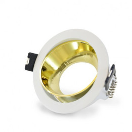 Support de spot encastrable rotatif BBC - Rond - ∅ 80mm - IP20 - Blanc et  doré