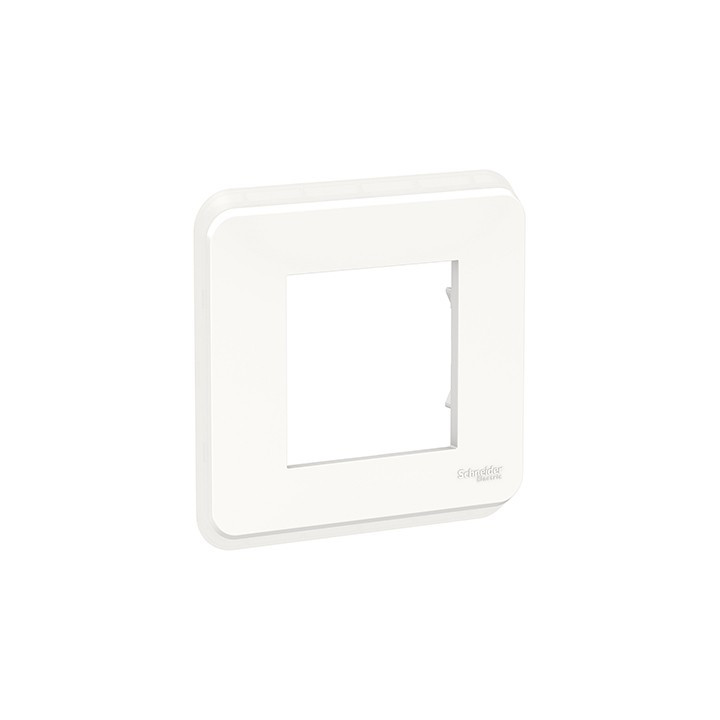 Plaque Unica Pro - Blanc avec liseré transparent - 2 modules - 1 poste