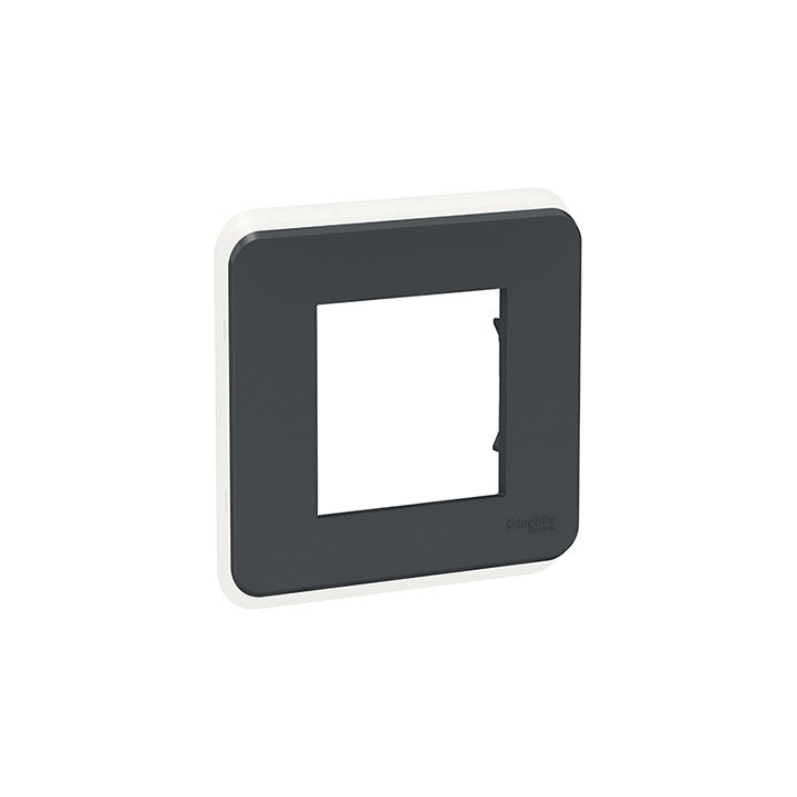 Plaque Unica Pro - Anthracite avec liseré transparent - 2 modules - 1 poste