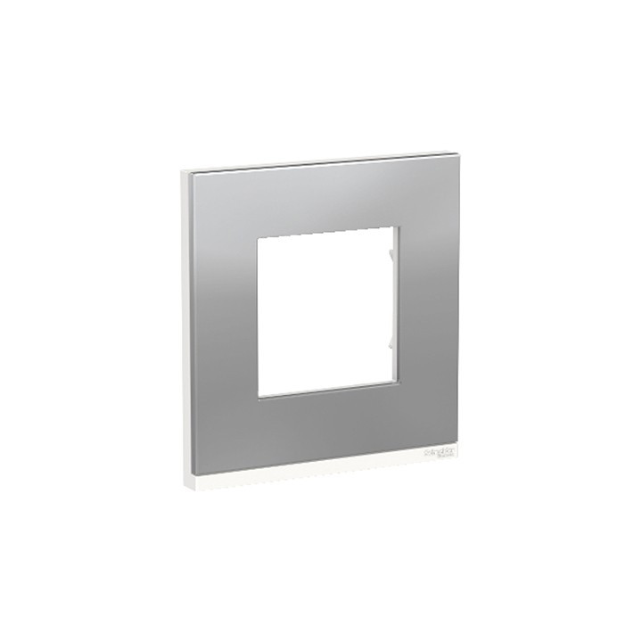 Plaque Unica Pure - Aluminium avec liseré blanc - 2 modules - 1 poste