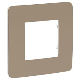 Plaque Unica Studio Color - Taupe avec liseré blanc - 2 modules - 1 poste