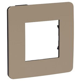 Plaque Unica Studio Color - Taupe avec liseré noir - 2 modules - 1 poste