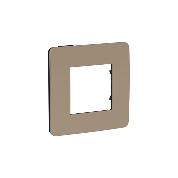 Plaque Unica Studio Color - Taupe avec liseré noir - 2 modules - 1 poste