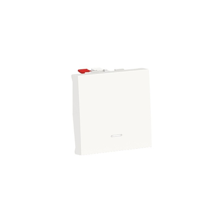 Bouton-poussoir lumineux NO Unica - 2 modules - 10A - Blanc