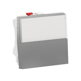 Bouton-poussoir NO/NF Unica - Porte-étiquette - 2 modules - 10A - Alu