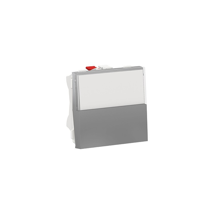 Bouton-poussoir NO/NF Unica - Porte-étiquette - 2 modules - 10A - Alu